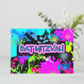 Faux, Glow in the Dark Paint, Bat Mitzvah Kaart (Staand voorkant)