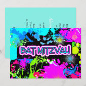 Faux, Glow in the Dark Paint, Bat Mitzvah Kaart (Voorkant / Achterkant)