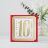 FAUX GOLD 10-jarig aantal werknemers Bedankkaart (Staand voorkant)