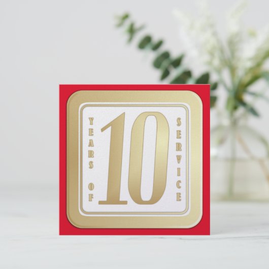 FAUX GOLD 10-jarig aantal werknemers Bedankkaart (Staand voorkant)