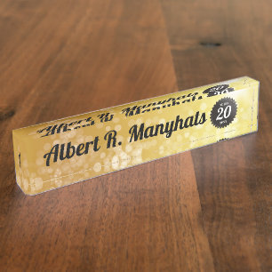 Faux gold 20 jaar werfprijs naambordje