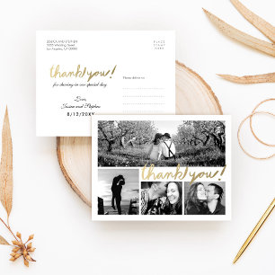 Faux Gold 4 Foto Collage Hartelijk dank Briefkaart