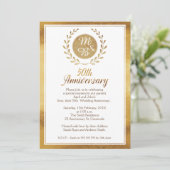 Faux Gold 50th Wedding Jubileum Uitnodiging (Staand voorkant)