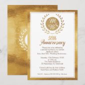 Faux Gold 50th Wedding Jubileum Uitnodiging (Voorkant / Achterkant)