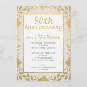 Faux Gold 50th Wedding Jubileum Uitnodiging
