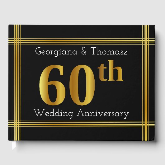 Faux Gold 60th Wedding Jubileum Gastboek Gastenboek (Voorkant)