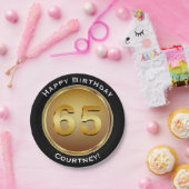 Faux Gold 65e 65e verjaardag met naam Papieren Bordje (Feest)