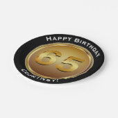 Faux Gold 65e 65e verjaardag met naam Papieren Bordje (Gekanteld)