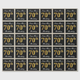 Faux Gold 70th Birthday + aangepaste naam Cadeaupapier