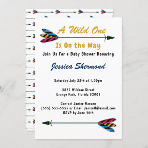 Faux Gold A Wild One Tribal Arrow Baby shower Kaar Kaart