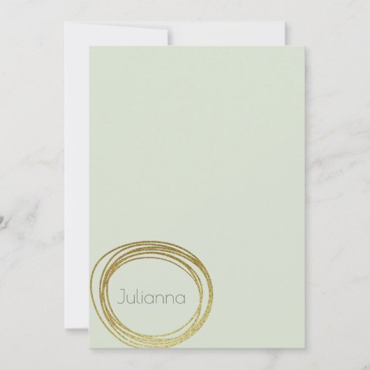 Faux Gold Abstract Cirkel Design Mint Sage Name Notitiekaartje (Voorkant)