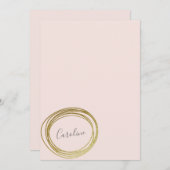Faux Gold Abstract Cirkel Ontwerpscriptnaam Notitiekaartje (Voorkant / Achterkant)