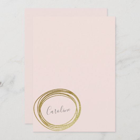 Faux Gold Abstract Cirkel Ontwerpscriptnaam Notitiekaartje (Voorkant / Achterkant)