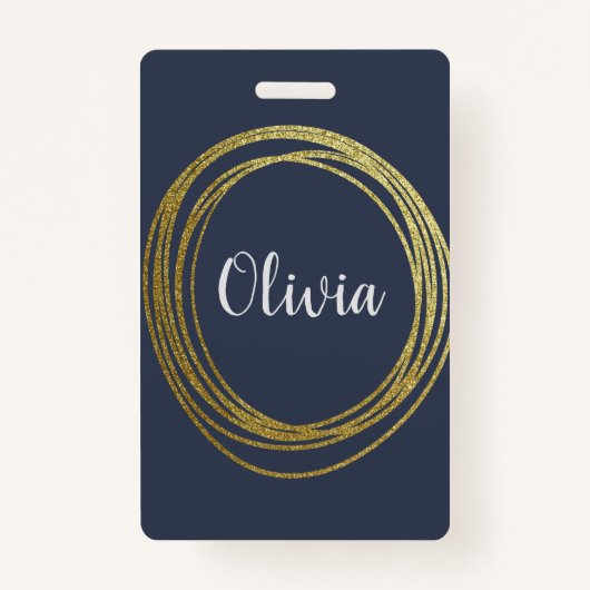 Faux Gold Abstract Cirkelontwerp met naam Badge (Voorkant)