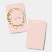 Faux Gold Abstract Cirkelontwerp met naam Badge (Voor- en achterkant)