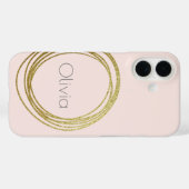 Faux Gold Abstract Cirkelontwerp met naam Case-Mate iPhone Case (Achterkant (horizontaal))