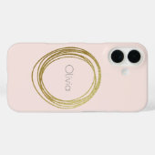 Faux Gold Abstract Cirkelontwerp met naam Case-Mate iPhone Case (Achterkant (horizontaal))