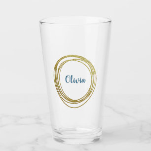Faux Gold Abstract Cirkelontwerp met naam Glas