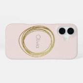 Faux Gold Abstract Cirkelontwerp met naam iPhone 16 Hoesje (Achterkant horizontaal)