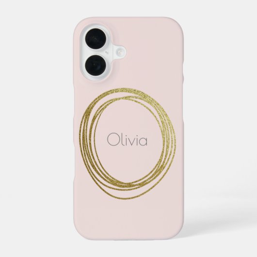 Faux Gold Abstract Cirkelontwerp met naam iPhone 16 Hoesje (Achterkant)