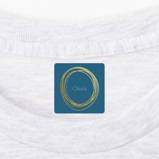 Faux Gold Abstract Cirkelontwerp met naam Labels (Aangebracht)