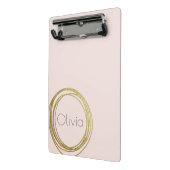 Faux Gold Abstract Cirkelontwerp met naam Mini Klembord (Angled2)