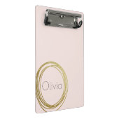 Faux Gold Abstract Cirkelontwerp met naam Mini Klembord (Schuin)