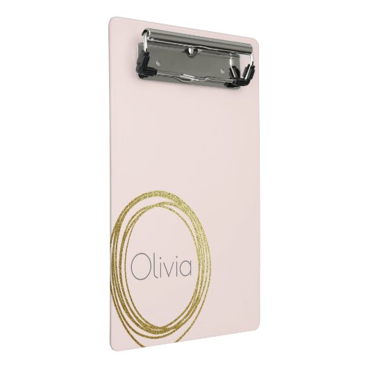 Faux Gold Abstract Cirkelontwerp met naam Mini Klembord (Schuin)