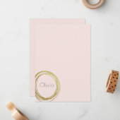 Faux Gold Abstract Cirkelontwerp met naam Notitiekaartje (Voorkant / Achterkant in situ)