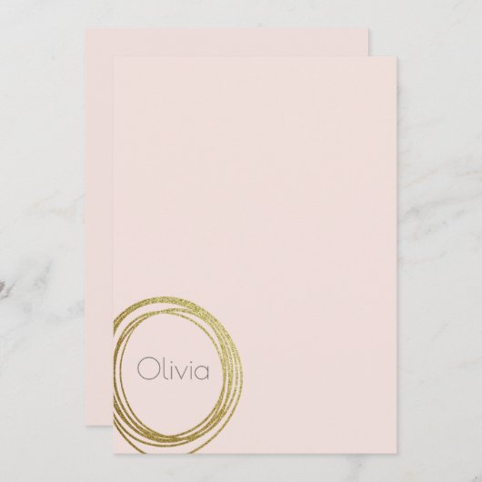 Faux Gold Abstract Cirkelontwerp met naam Notitiekaartje (Voorkant / Achterkant)