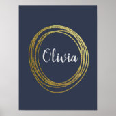 Faux Gold Abstract Cirkelontwerp met naam Poster (Voorkant)