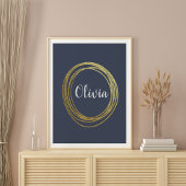 Faux Gold Abstract Cirkelontwerp met naam Poster