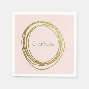 Faux Gold Abstract Cirkelontwerp met naam Servet