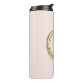 Faux Gold Abstract Cirkelontwerp met naam Thermosbeker (Gedraaid links)
