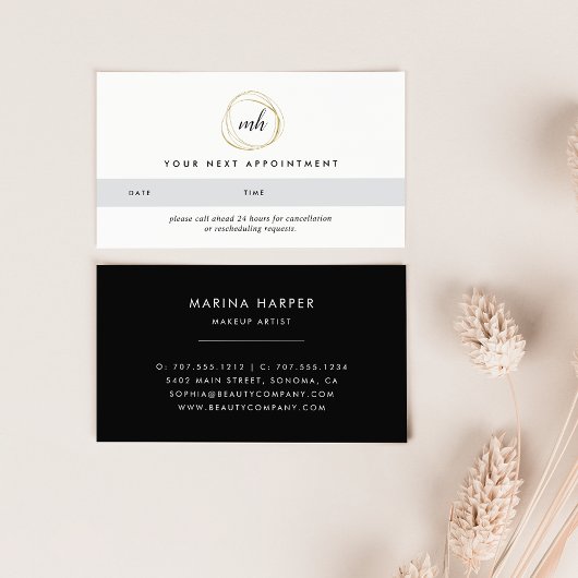 Faux Gold Abstract Logo Appointards Afsprakenkaartje