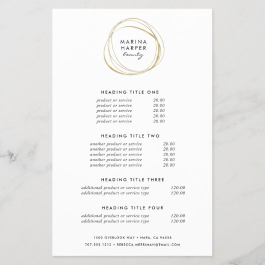 Faux Gold Abstract | Prijzen en diensten Flyer (Voorkant)