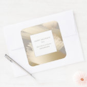 Faux Gold Abstract Swashes op Taupe Vierkante Sticker (Envelop)