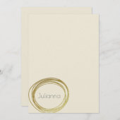 Faux Gold Abstracte Cirkel Design Ivory Cream Name Notitiekaartje (Voorkant / Achterkant)