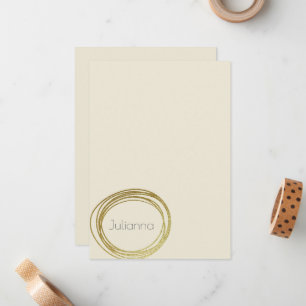 Faux Gold Abstracte Cirkel Design Ivory Cream Name Notitiekaartje