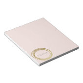 Faux Gold Abstracte Cirkel Ontwerp Blush roze naam Notitieblok (Schuin)