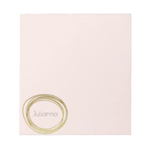 Faux Gold Abstracte Cirkel Ontwerp Blush roze naam Notitieblok