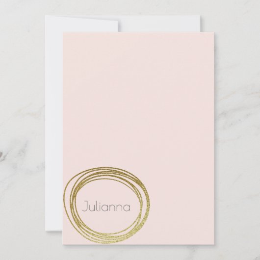 Faux Gold Abstracte Cirkel Ontwerp Blush roze naam Notitiekaartje (Voorkant)