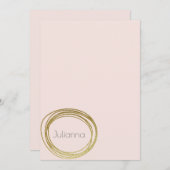 Faux Gold Abstracte Cirkel Ontwerp Blush roze naam Notitiekaartje (Voorkant / Achterkant)