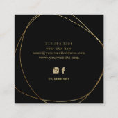 Faux Gold Abstracte Cirkel | Zwart Vierkante Visitekaartje (Achterkant)