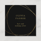 Faux Gold Abstracte Cirkel | Zwart Vierkante Visitekaartje (Voorkant)