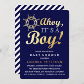 Faux Gold Ahoy is een stinkend baby shower. Kaart (Voorkant / Achterkant)