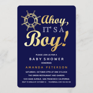 Faux Gold Ahoy is een stinkend baby shower. Kaart