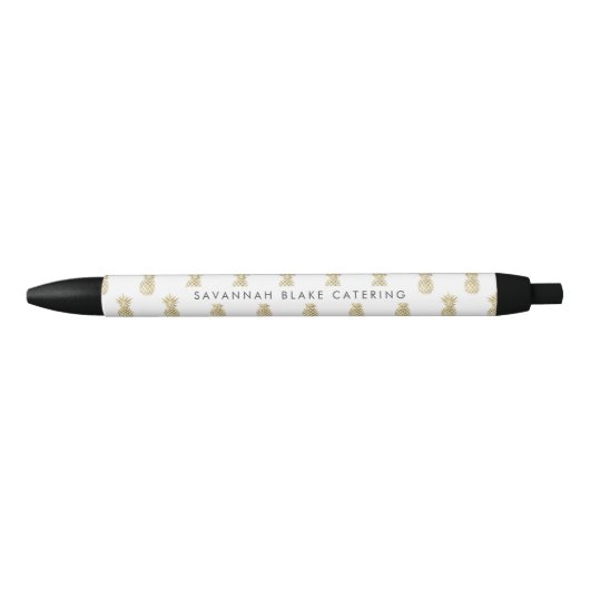 Faux Gold Ananas gepersonaliseerd Zwarte Inkt Pen (Voorkant)