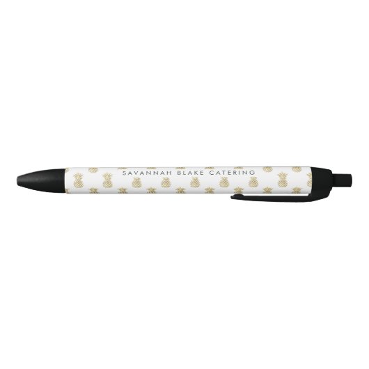 Faux Gold Ananas gepersonaliseerd Zwarte Inkt Pen (Bodem)