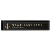 Faux Gold Anchor Black Aangepaste desborden Naambordje (Voorkant)
